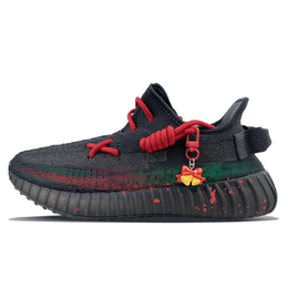 Yeezy Boost 350 V2 Противоскользящие низкие кроссовки Повседневные Unisex Черный Красный Adidas hq4540(team76-圣诞咒语) | black red