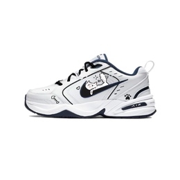 Nike Air Monarch 4 Flat Cat противоскользящие и износостойкие утолщённые кроссовки на платформе низкие унисекс чёрно-белые 415445-102(team502-躺平小猫) | black white