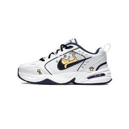 Nike Air Monarch 4 Противоскользящие и износостойкие увеличивающие рост низкие массивные кроссовки унисекс черный белый желтый 415445-102(team502-躺平橘猫) | black white