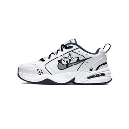 Nike Air Monarch 4 Противоскользящие и износостойкие увеличивающие рост низкие массивные кроссовки унисекс черно-белые 415445-102(team502-躺平熊猫) | black white