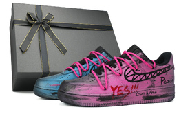 Nike Air Force 1 Roman Plan Антискользящие Износостойкие Низкие Кроссовки для Скейтбординга Унисекс Черный Розовый Синий cw2288-001(team35-yons-box) | black pink blue