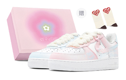 Nike Air Force 1 Антискользящие Износостойкие Низкие Кроссовки для Скейтбординга Унисекс Синий Розовый cw2288-111(team88-圣诞鸳鸯涂鸦s-box) | blue pink