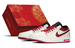 Кроссовки Air 1 Low Top Vintage баскетбольные мужские молочно-белые красные Jordan 553558-066(teama-喜结连理s-box) | milk white red