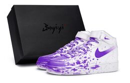 Nike Air Force 1 Противоскользящие и износостойкие мид-топ скейтбордические кроссовки Мужские Белый Фиолетовый cw2289-111(team80-男幽会现场中sbox) | white purple