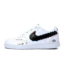 Nike Court Vision 1 Легкие и дышащие низкие кроссовки для скейтбординга мужские черно-бело-желто-синие dh2987-101（team390-像素电玩 ) | black white yellow blue