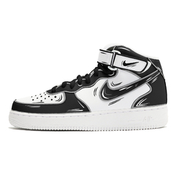 Nike Air Force 1 Coverage Противоскользящие и износостойкие мид-топ скейтбордские кроссовки Мужские Белый Черный cw2289-111(team210-黑酷二次元) | white black