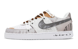Nike Court Vision Slip Resistant Shock Absorbers Мужские низкие серо-коричневые скейтборд кроссовки dh2987-101(team683-男款新元图腾) | gray brown