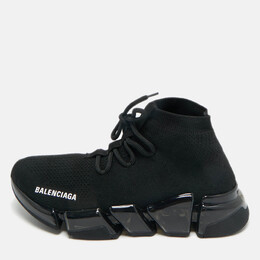 Balenciaga Black Knit Fabric speed 2.0 High Top Sneakers Size 40 1220999