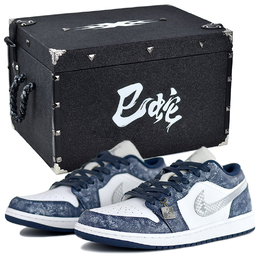 Jordan Кроссовки Air 1 Low Top Vintage баскетбольные мужские сине-белые - сине-белые в подарочной коробке премиум-класса, цвет Blue White-High-End Gift Box 2 553558-141(team679-冰花雨s-box) | blue white-high-end gift box 2