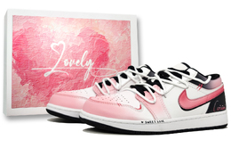 Jordan Кроссовки баскетбольные Air 1 с амортизацией низкие винтажные унисекс Love Pink в коробке Love Pink, цвет Love Pink Box 553558-132(team400-情人之约男女款粉) | love pink box