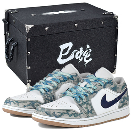 Jordan Кроссовки Air 1 Low Top Vintage баскетбольные унисекс бело-серые в подарочной коробке премиум-класса, цвет White Gray-High-End Gift Box 2 553558-146(team679-迷彩斑斓3s-box) | white gray-high-end gift box 2