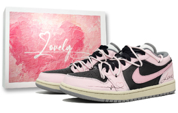Jordan Кроссовки баскетбольные Air 1 с амортизацией низкие винтажные унисекс Love Pink в коробке Love Pink, цвет Love Pink Box 553558-053(team400-心动嘉宾男女款粉) | love pink box