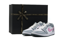 Jordan Air 1 устойчивые к истиранию низкие винтажные баскетбольные кроссовки унисекс серебристо-розовые, цвет Silver Pink 553558-152（team500-银粉sbox） | silver pink