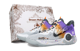 Nike Кроссовки баскетбольные KD Trey 5 IX унисекс мидтоп бело-оранжево-серо-фиолетовые, цвет Orange Purple cw3402-011(team529-太阳队白礼盒） | orange purple