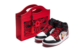 Jordan Air 1 нескользящие дышащие мидтоп винтажные баскетбольные кроссовки мужские черно-красные, цвет Black Red dq8426-106(team182-男款蛇来运转黑红礼袋) | black red