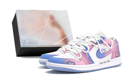 Jordan Женские баскетбольные кеды Air 1 Slip Resistant Low Top Vintage розово-голубые, цвет Pink Blue Box dc0774-105(team1271-像素爱心s-box） | pink blue box
