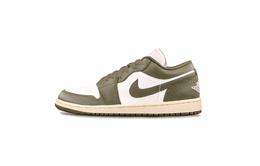 Jordan Кроссовки Air 1 Olive Green с амортизацией, износостойкие низкие винтажные баскетбольные Unisex бело-зеленые, цвет White Green dc0774-122（team425-橄榄绿） | white green