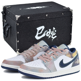 Jordan Кроссовки Air 1 Vintage баскетбольные мужские низкие сине-розовые "Вечернее сияние моря" подарочная коробка 09, цвет Evening Glow Sea-Gift Box 09 ih0648-141(team679-火烧云海s-box) | evening glow sea-gift box 09