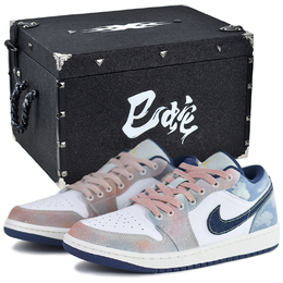 Jordan Кроссовки Air 1 Vintage баскетбольные мужские низкие синие/розовые - Облако и Радуга-Подарочная коробка 08, цвет Cloud and Rainbow-Gift Box 08 ih0648-141(team679-牛仔彩云s-box) | cloud and rainbow-gift box 08