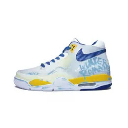 Nike Наследие полета амортизирующие нескользящие мидтоп винтажные баскетбольные кроссовки мужские синий желтый, цвет Blue Yellow bq4212-102(team240-雪域极光） | blue yellow