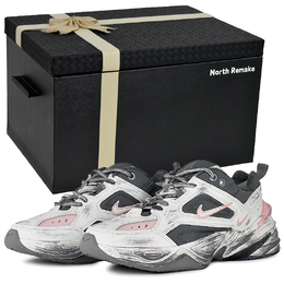 Nike M2K Tekno устойчивые к истиранию низкие массивные кроссовки женские серо-черные серо-черные подарочная упаковка 2, цвет Gray Black-Gift Box 2 ao3108-001(team679-旧梦粉影s-box) | gray black-gift box 2