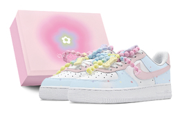 Nike Кроссовки Air Force 1 Low Slip Resistant Abrasion Resistant для скейтбординга GS сине-розовые, цвет Blue Pink dh2920-111(team88-彩色波点s-box） | blue pink