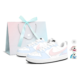 Nike Кроссовки Court Borough женские низкие сине-розово-белые - сине-розовые, акция, цвет Blue/Pink, Giveaway dv5456-104（team795-草莓甜心 礼袋款） | blue/pink, giveaway