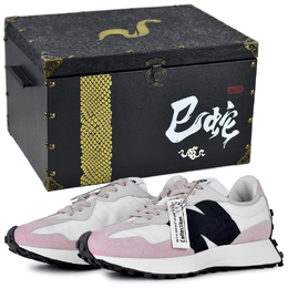 New Balance Женские кроссовки NB 327 устойчивые к истиранию низкие беговые белый черный розовый белый черный розовый подарочная коробка 5, цвет White Black Pink-Gift Box 5 ms327fe(team679-粉雾漫游2s-box) | white black pink-gift box 5