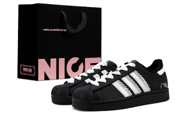 Adidas Женские скейтерские кроссовки Superstar 2 с низким верхом и устойчивостью к истиранию черного цвета, цвет Black jh9977(team537-喵喵泡芙lucky黑) | black
