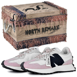 New Balance Нью Баланс 327 устойчивые к истиранию низкие кроссовки женские белый черный розовый белый черный розовый подарочная коробка 4, цвет White Black Pink-Gift Box 4 ms327fe(team679-粉雾漫游2s-box) | white black pink-gift box 4