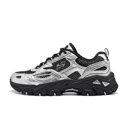 Skechers D'LITES Хайкер устойчивые к истиранию дышащие увеличивающие рост низкие кроссовки для женщин черный серебристый - черный серебристый+логотип бренда шопинг-сумка 180330-bksl | black silver+brand logo shopping bag