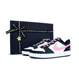 Nike Кроссовки Court Borough для женщин низкие бело-черно-розовые, цвет Black Pink bq5448-115（team134-幸运女孩礼盒） | black pink
