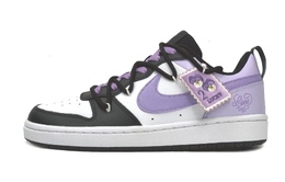 Nike Кроссовки Court Borough Low-Top для женщин черно-бело-фиолетовые, цвет Black White Purple bq5448-115(team87-玫紫梦境女款黑白紫) | black white purple