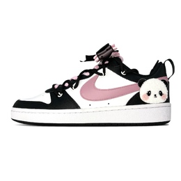 Nike Кроссовки Court Borough для женщин низкие черно-розовые, цвет Black Pink bq5448-115(team270-可爱粉熊猫） | black pink
