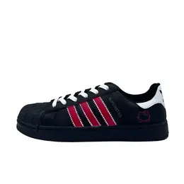 Adidas Оригинальные Superstar Red Velvet низкие скейтборд кроссовки женские черный красный белый, цвет Black Red White eg4959(team1245-红丝绒） | black red white