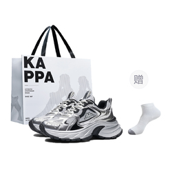 Kappa K Spice Back to Back противоскользящие износостойкие низкие массивные кроссовки женские серебристо-черные - серебристый/черный[Сумка для покупок в комплекте + носки] k0f25mc41cj-171 | silver/black[shopping bag included+crew socks]
