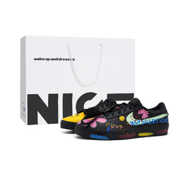 Nike Кроссовки для скейтбординга Court Shot BigBang Iconic Scene легкие противоскользящие низкие унисекс черные в черной сумке для покупок, цвет Black Shopping Bag fq8146-001（team241-bigs-box） | black shopping bag