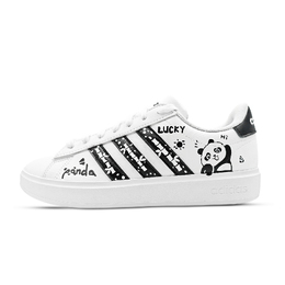 Adidas Панда Лаки Ноут устойчивые к истиранию противоскользящие низкие скейтборд кроссовки унисекс черно-белые, цвет Black White gw9195(tem1402-熊猫幸运笺） | black white