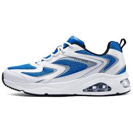 Skechers Юно амортизирующие износостойкие низкие беговые кроссовки мужские черно-сине-белые, цвет Blue White 183079-wbl | blue white