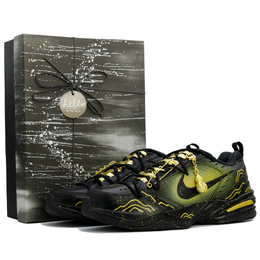 Мужские и женские кроссовки Nike Air Monarch 4 Black Gold Dominator с подарочной коробкой, устойчивые к истиранию, низкие, массивные, черные с черно-золотым доминирующим дизайном 415445-001（team335-黑金霸影礼盒版） | black gold dominator (snake gift box)