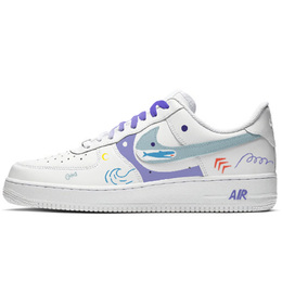 Nike Кроссовки Air Force 1 устойчивые к износу и скольжению низкие унисекс сине-белые, цвет Blue White cw2288-111（team307-大鱼吃小鱼） | blue white