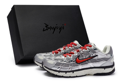 Nike P-6000 противоскользящие и износостойкие дышащие низкие кеды для бега унисекс серебристо-серый красный, цвет Silver Gray Red cn0149-001(team80-银月传说红s-box) | silver gray red