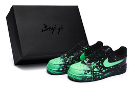 Кроссовки Nike Air Force 1 07 811 Manufacture Crazy Graffiti Green Special Shoe Box низкие унисекс черно-зеленые, цвет Black Green cw2288-001(team80-疯狂涂鸦绿s-box) | black green