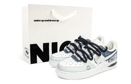 Кроссовки Nike Air Force 1 с амортизацией, износостойкие низкие для скейтбординга унисекс сине-серые, цвет Blue Gray cw2288-111（team1110-灰蓝羁绳s-box） | blue gray