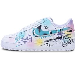 Nike Air Force 1 Tin Foil Echo устойчивые к истиранию низкие скейтерские кроссовки унисекс сине-фиолетовые, цвет Blue Purple cw2288-111(team293-锡箔回声) | blue purple