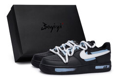 Nike Кроссовки Air Force 1 Low-Top Unisex черно-бело-синие, цвет Black White Blue cw2288-001(team80-男女明月斜蓝s-box) | black white blue