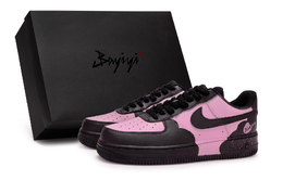 Nike Кроссовки Air Force 1 Low-Top Skateboard Unisex черно-розово-фиолетовые, цвет Black Pink Purple cw2288-001(team80-男女草莓果酱s-box) | black pink purple
