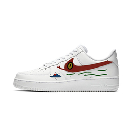 Кроссовки Nike Air Force 1 07 Demon Summer мужские низкие бело-красно-синие, цвет White Red Blue cw2288-111(team48-恶魔夏) | white red blue