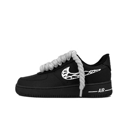 Nike Air Force 1 противоскользящие износостойкие низкие скейтерские кроссовки унисекс черный - черный, цвет Black cw2288-001(team619-麻绳金属) | black