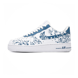 Nike Air Force 1 Blue And White Rhyme с амортизацией, износостойкие низкие скейтбордские кроссовки унисекс синий белый - синий белый, цвет Blue White cw2288-111（team1310-青花行韵） | blue white